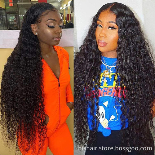 BIS 24 water wave lace front wig human hair 13*4 lace front wigs for women pre plucked remy transparent lace closure wig